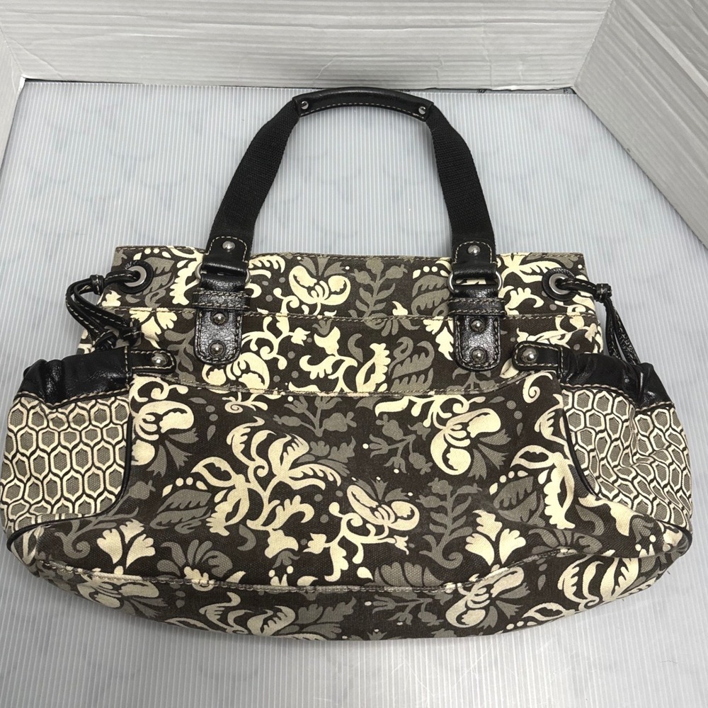 Fossil Shoulder Bag Women Medium Brown Vintage Canvas Floral Satchel Y2K